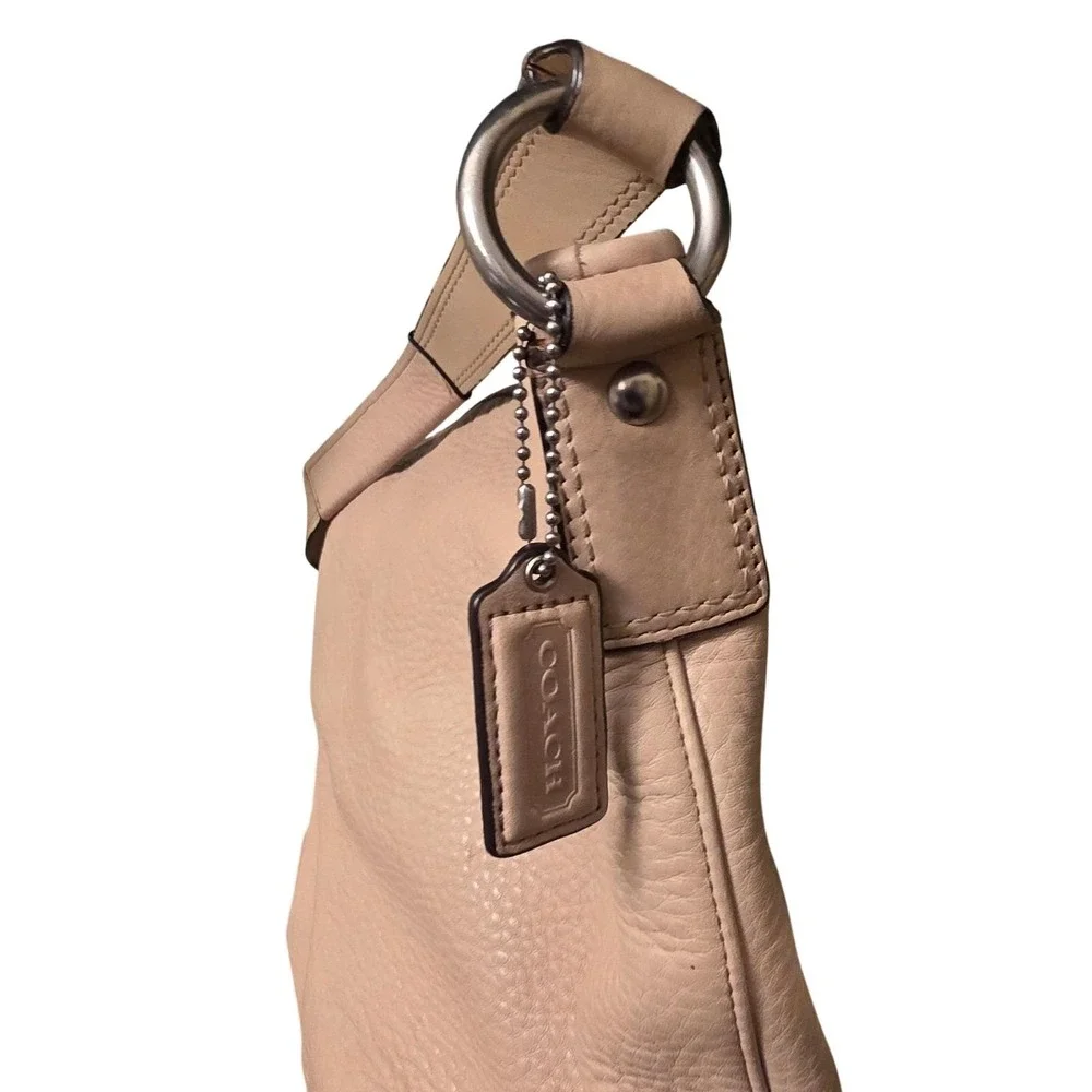 VTG Coach Soft Milled Leather Hobo Shoulder Bag‎ Purse Beige A0985-F13094